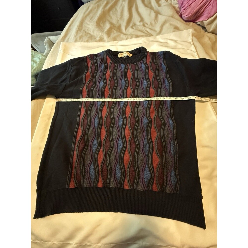 Vintage Coogi Style Sweater Mens XL Textured Knit Striped Canada Norm Thompson - Picture 6 of 10